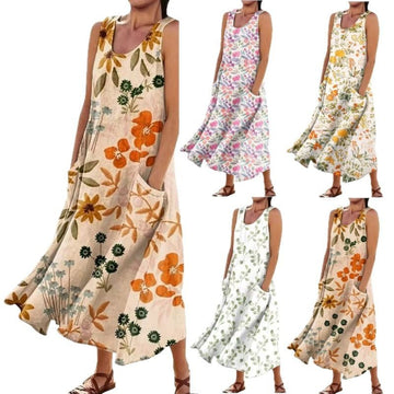 Sleeveless Fashion Loose Printed Dress