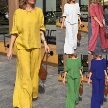 Cotton And Linen Suit Loose Casual Trousers Two-piece Suit