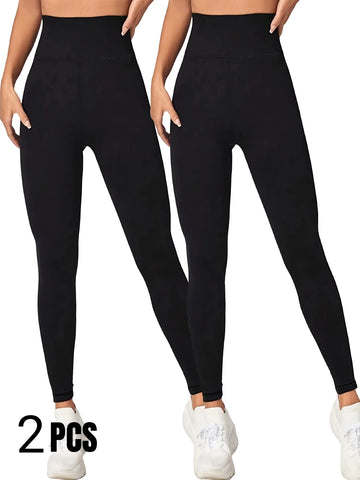 2 Pack Women's Thermal High-Waisted Yoga Pants - Tummy Control Butt Lifting Leggings