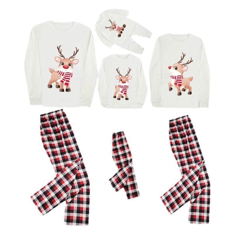 Christmas Elk Print Family Wear Pajamas Set Home Wear