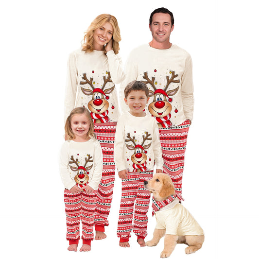 Christmas Elk Print Family Wear Pajamas Set Home Wear