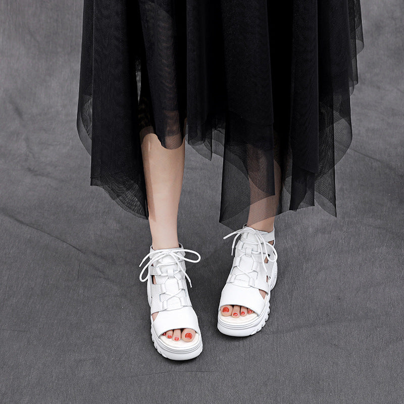 Women&#039;s Wedge Sandals 2023 New Summer All-Match Fairy Style Skirt Flat Open Toe Romance Shoes