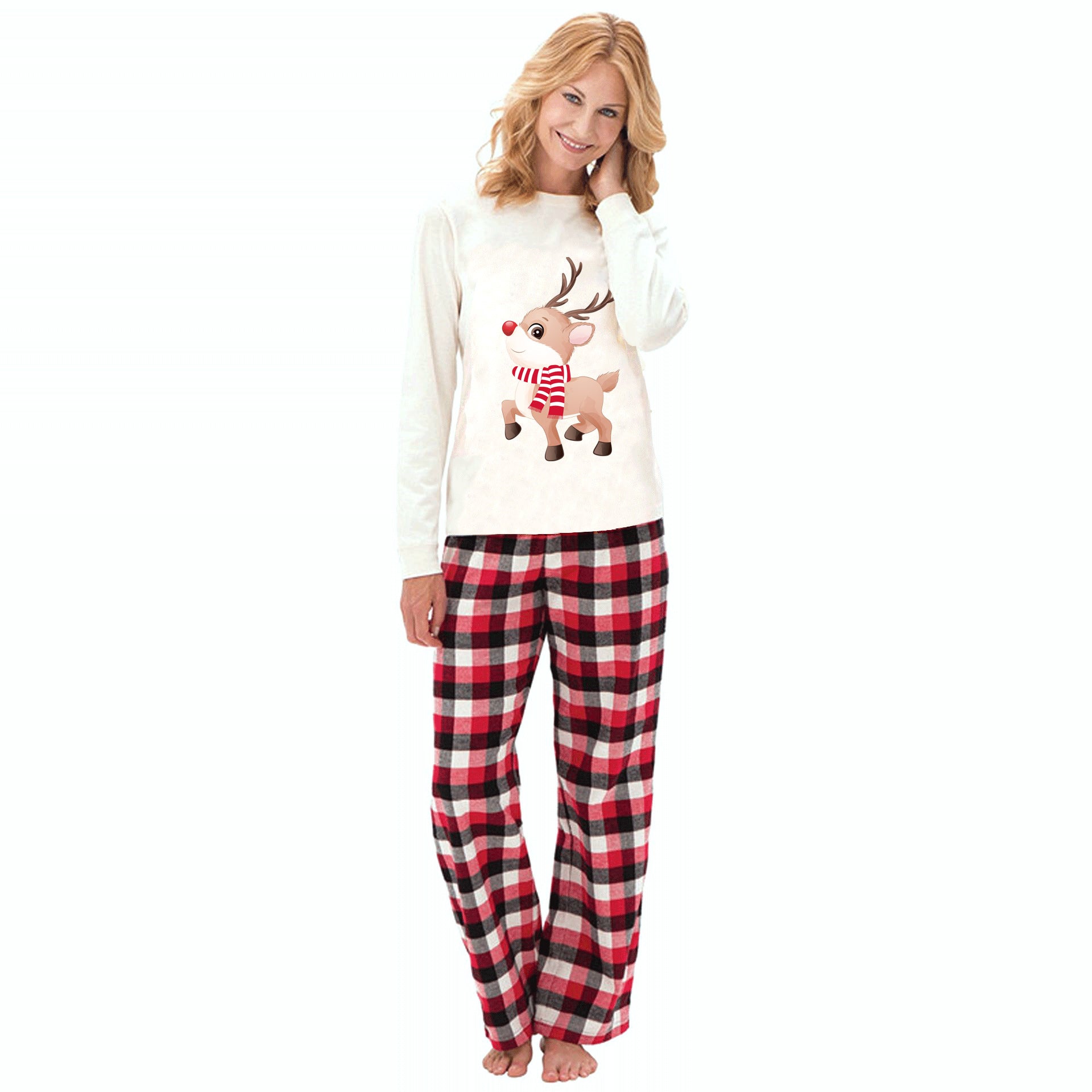 Christmas Elk Print Family Wear Pajamas Set Home Wear