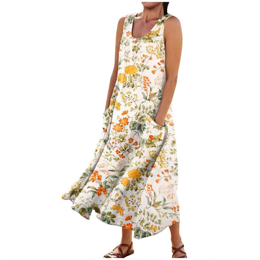 Sleeveless Fashion Loose Printed Dress