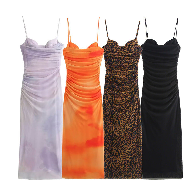 Summer New Printed Slim Strap Dress